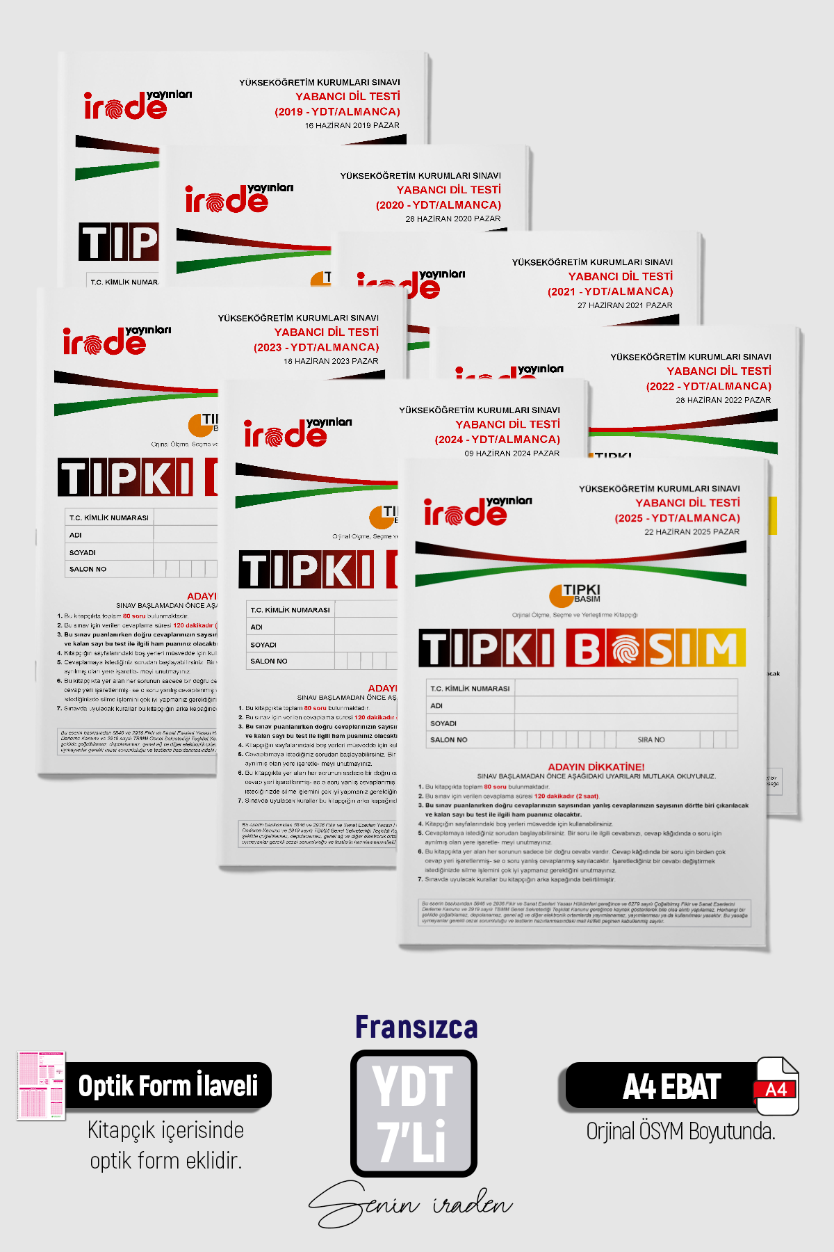 2026 YKS YDT ALMANCA ÖSYM Çıkmış Soru Tıpkı Basım 7li Deneme Paketi Optik Formlu