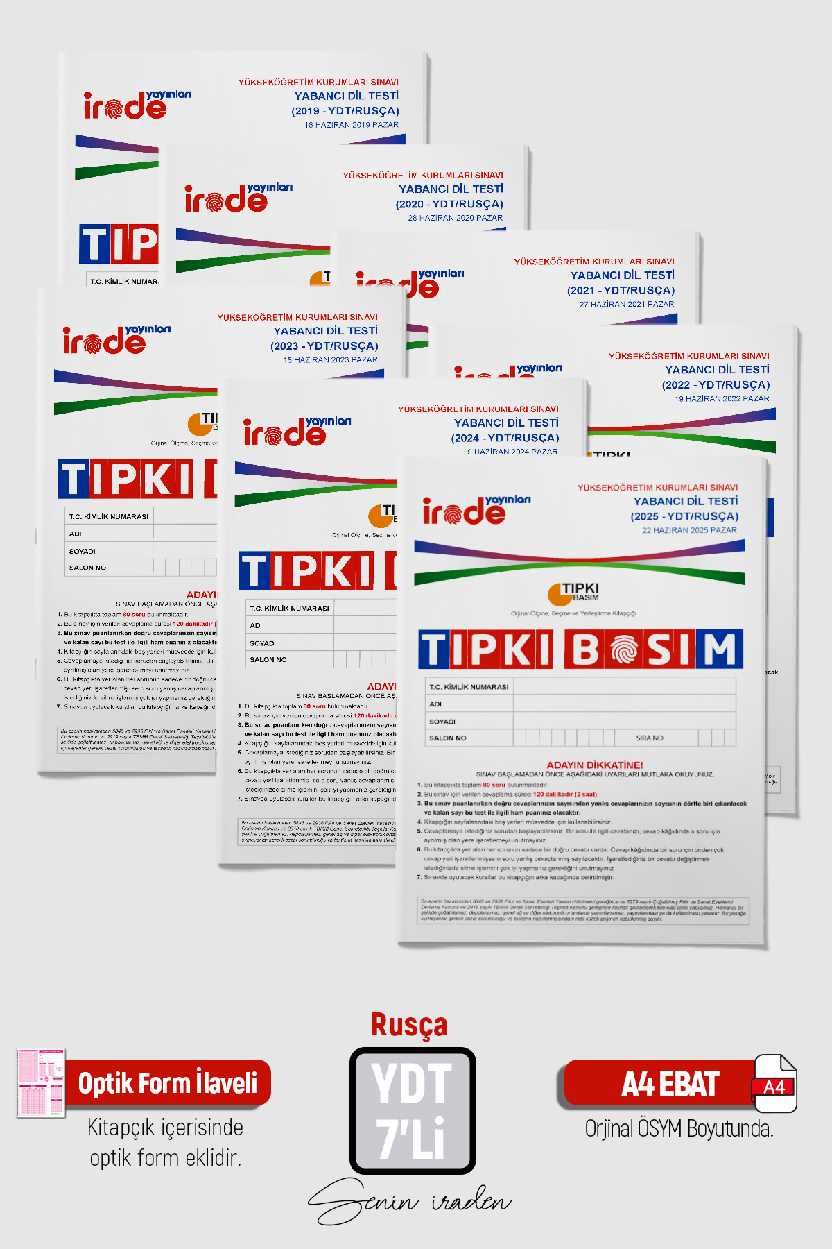 2026 YKS YDT RUSÇA ÖSYM Çıkmış Soru Tıpkı Basım 7li Deneme Paketi Optik Formlu
