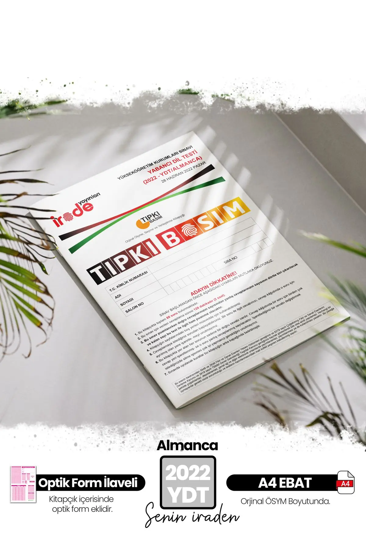 2022 YKS YDT ALMANCA ÖSYM Çıkmış Soru Tıpkı Basım Deneme Paketi Optik Formlu