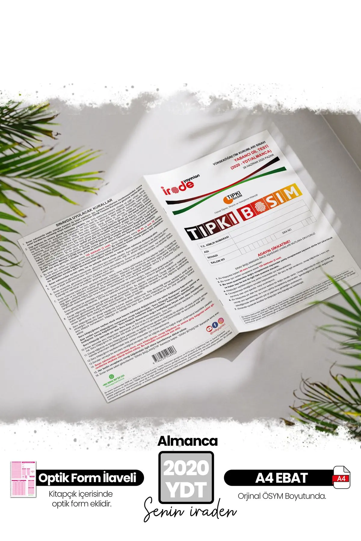 2020 YKS YDT ALMANCA ÖSYM Çıkmış Soru Tıpkı Basım Deneme Paketi Optik Formlu